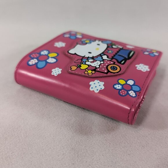 Hello Kitty Pink Floral Bifold Wallet Flowers Coin Zip Faux Leather Card Holder - Picture 10 of 10